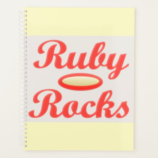 RUBY ROCKS RED AND CREAM  NOTEPAD PLANNER (Front)