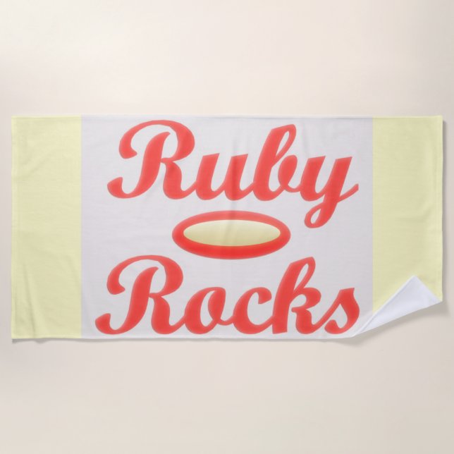 RUBY ROCKS RED AND CREAM  towel (Front)