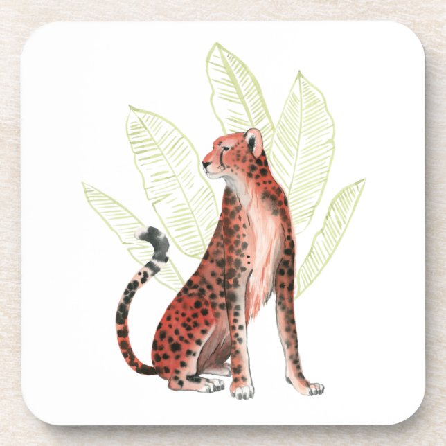 Ruby Runner Leopard Beverage Coaster (Front)