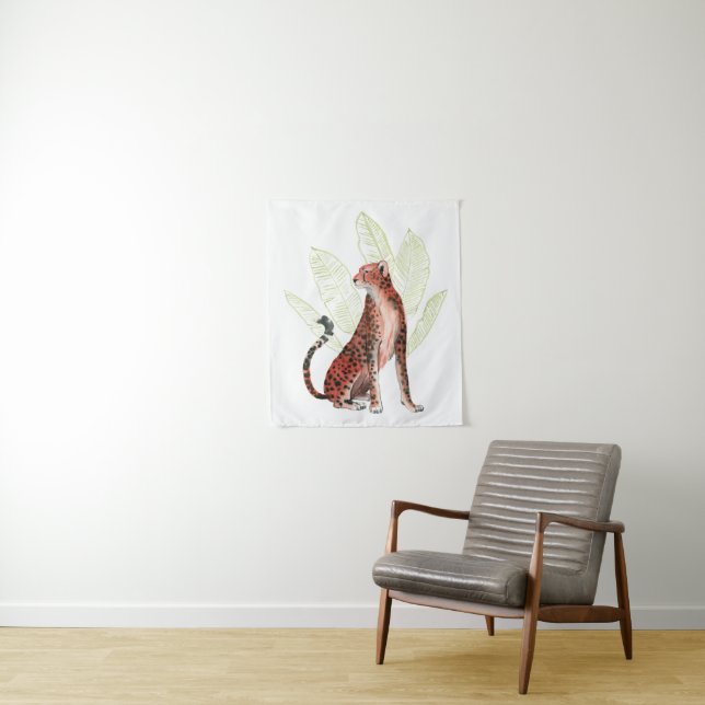 Ruby Runner Leopard Tapestry (In Situ)