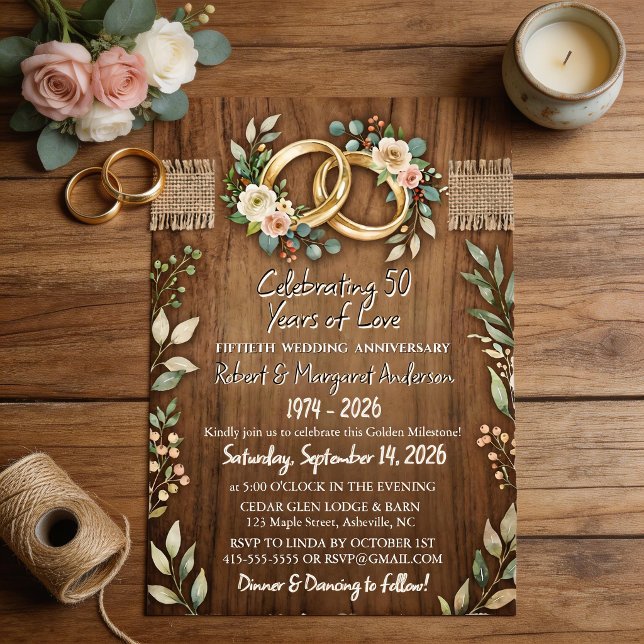 Ruby Script Simple 50th Wedding Anniversary Invitation (Creator Uploaded)