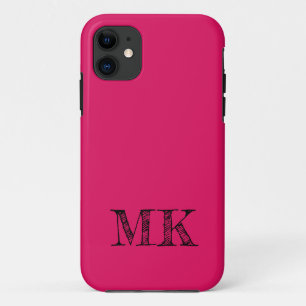 Ruby Solid Color Modern Minimal Initial iPhone 11 Case