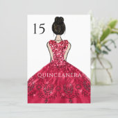 Ruby Sparkle Princess Dress Quinceanera Party Invitation (Standing Front)