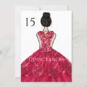 Ruby Sparkle Princess Dress Quinceanera Party Invitation (Front)