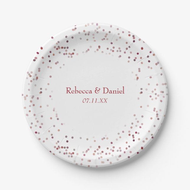 Ruby Stardust Confetti Paper Plates (Front)
