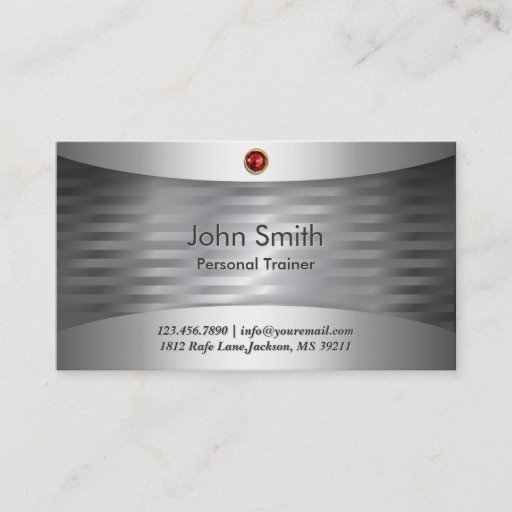Customizable Ruby Stone Steel Trainer Business Card