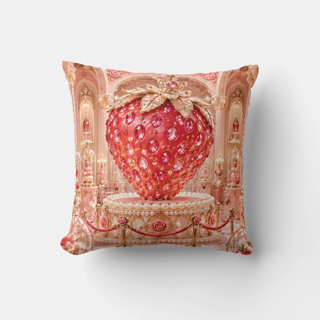 Ruby Strawberry Jewel Palace Display Throw Pillow (Front)
