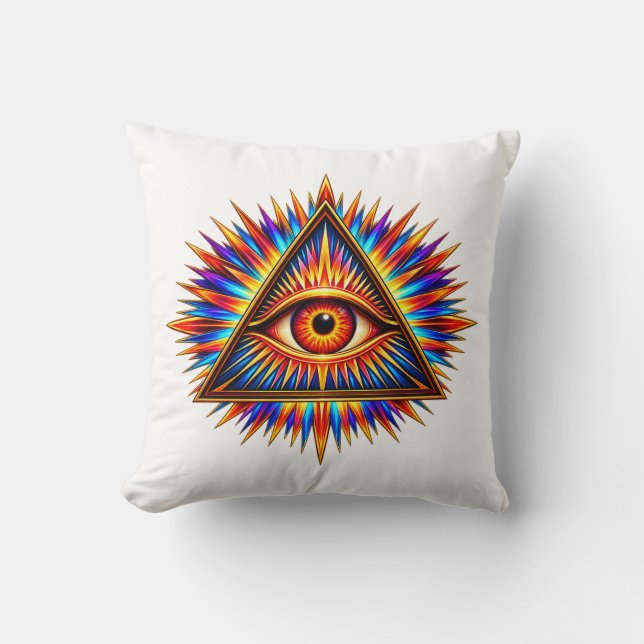 Ruby Sun Eye Throw Pillow (Front)