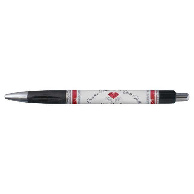 Ruby Theme Personalized 40th Anniversary Favors Pen (Front)