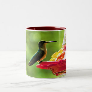 Ruby-Throated Hummingbird 11 oz Bird Photography  Two-Tone Coffee Mug
