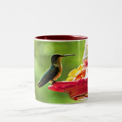 Ruby_Throated Hummingbird 11 oz Bird Photography  Two_Tone Coffee Mug