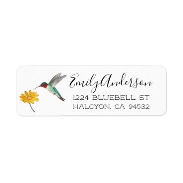 Ruby-throated  Hummingbird and Flower Label