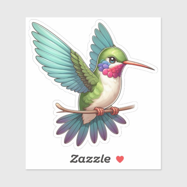 Ruby-Throated Hummingbird bird Custom-Cut Vinyl Sticker (Sheet)