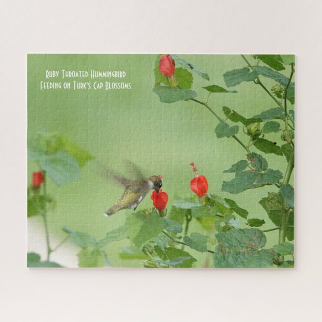 Ruby Throated Hummingbird, bird lover's  Jigsaw Pu Puzzle (Horizontal)