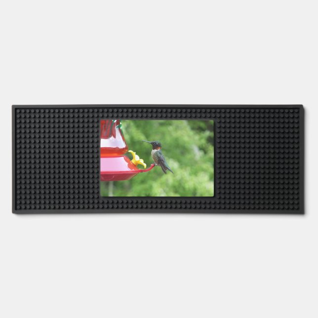 Ruby-Throated Hummingbird Bird Photography Bar Mat (Front)