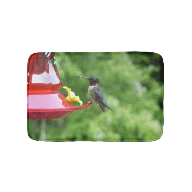 Ruby-Throated Hummingbird Bird Photography Bath Mat (Front)