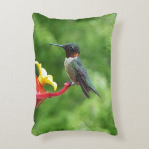 Ruby-Throated Hummingbird Bird Photography Decorative Pillow