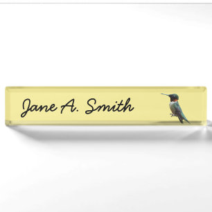Ruby-Throated Hummingbird Bird Photography Desk Name Plate