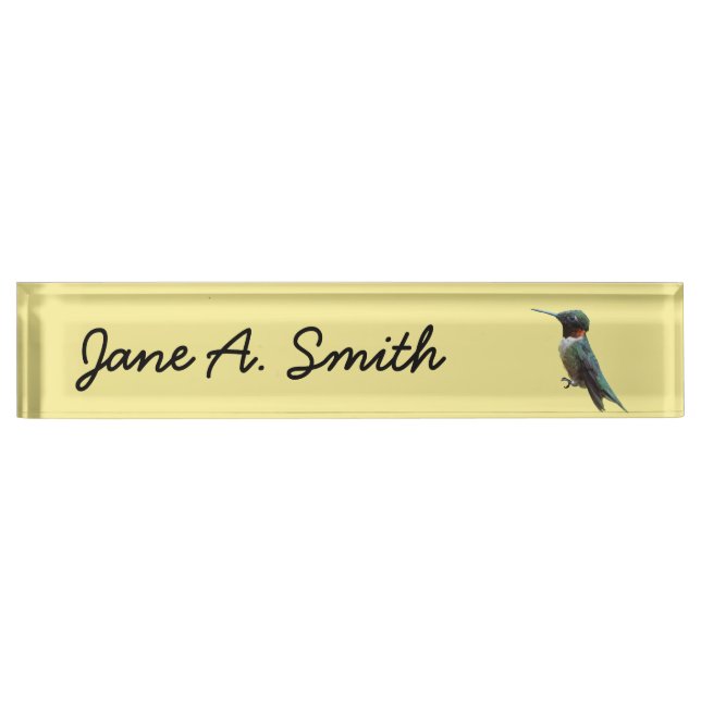 Ruby-Throated Hummingbird Bird Photography Desk Name Plate (Front)