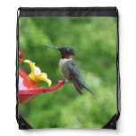 Ruby-Throated Hummingbird Bird Photography Drawstring Bag