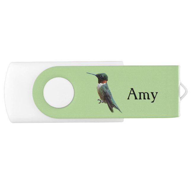 Ruby-Throated Hummingbird Bird Photography Flash Drive (Front)