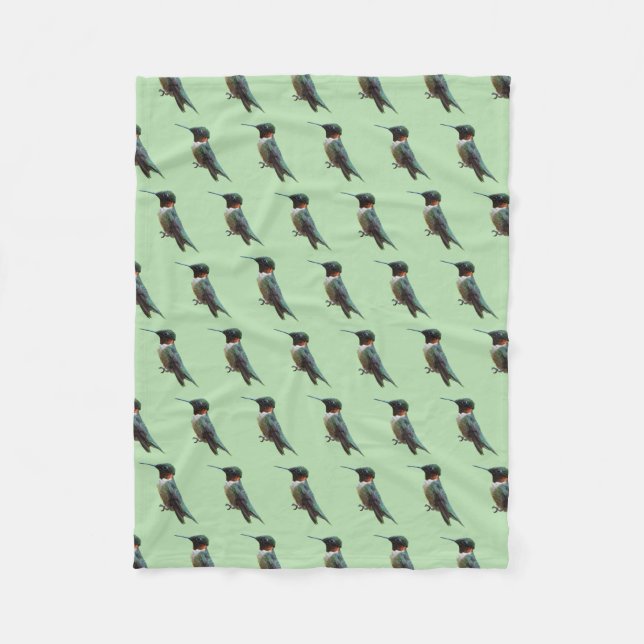 Ruby-Throated Hummingbird Bird Photography Fleece Blanket (Front)
