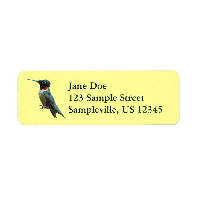 Ruby-Throated Hummingbird Bird Photography Label (Front)