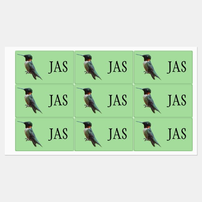 Ruby-Throated Hummingbird Bird Photography Labels (Sheet)