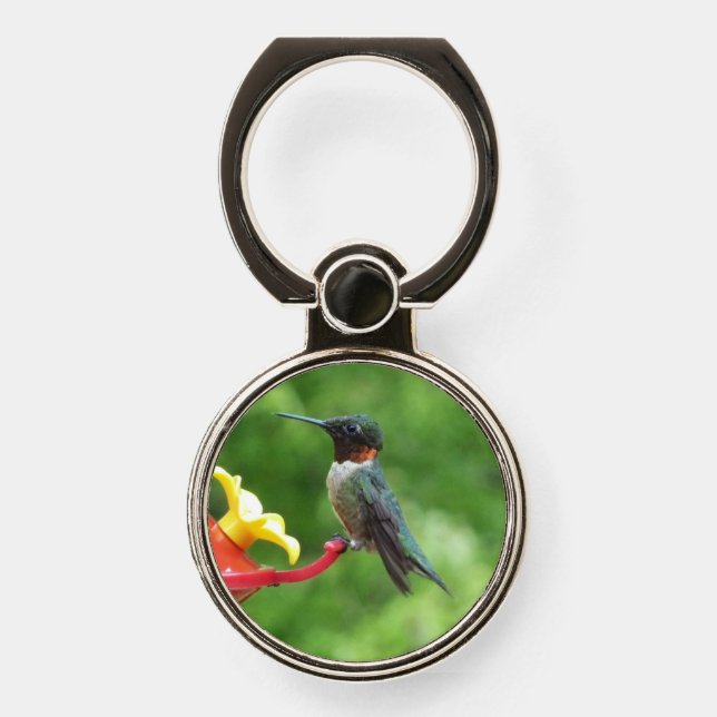 Ruby-Throated Hummingbird Bird Photography Phone Ring Stand (Front)