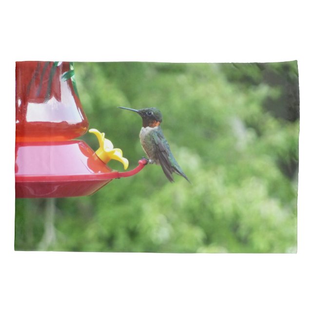 Ruby-Throated Hummingbird Bird Photography Pillow Case (Back)