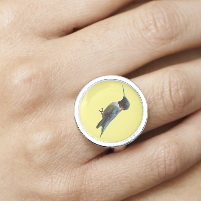 Ruby-Throated Hummingbird Bird Photography Ring (In Situ)