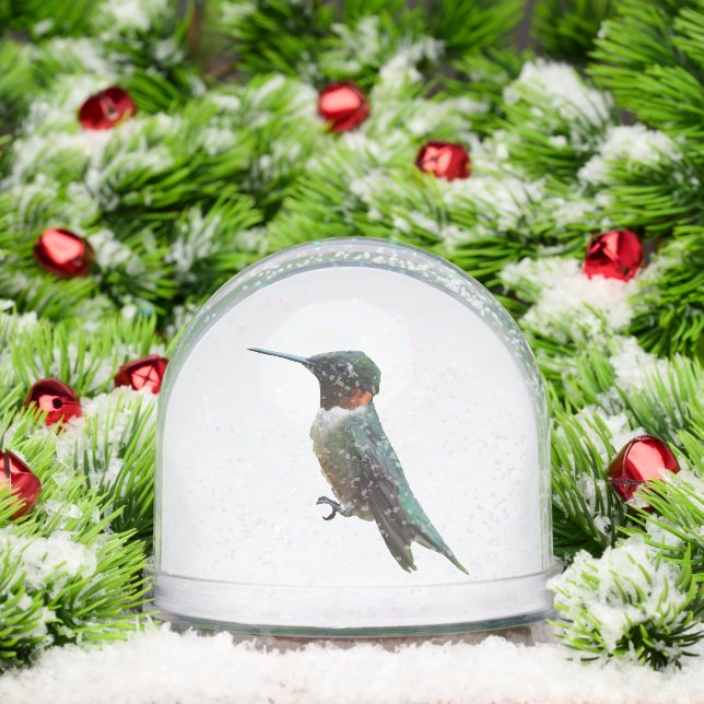 Ruby-Throated Hummingbird Bird Photography Snow Globe (Christmas)
