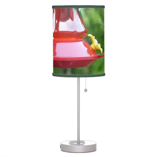 Ruby-Throated Hummingbird Bird Photography Table Lamp (Left)
