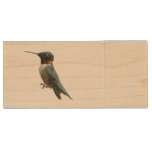 Ruby-Throated Hummingbird Bird Photography Wood Flash Drive