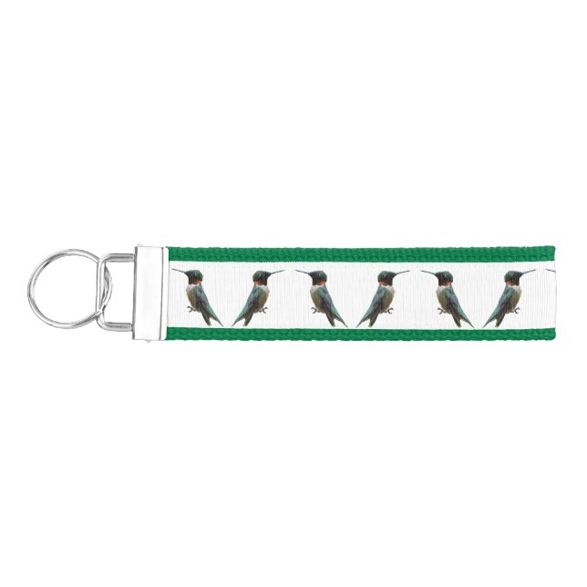 Ruby-Throated Hummingbird Bird Photography Wrist Keychain (Keys on Left)
