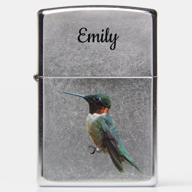 Ruby-Throated Hummingbird Bird Photography Zippo Lighter (Front)