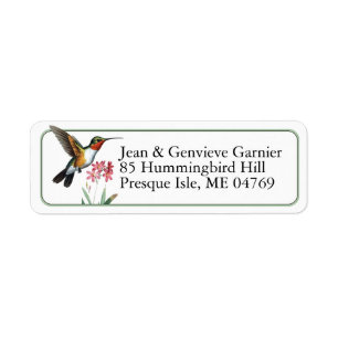 Ruby-throated Hummingbird Bird Return Address  Label