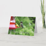 Ruby-Throated Hummingbird Birthday (Blank Inside) Card