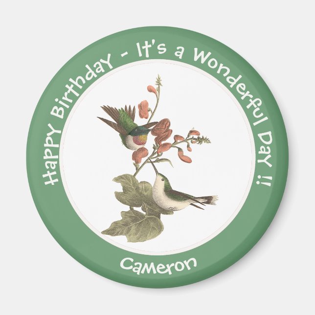 Ruby-throated Hummingbird, Birthday or Other Party Magnet (Front)
