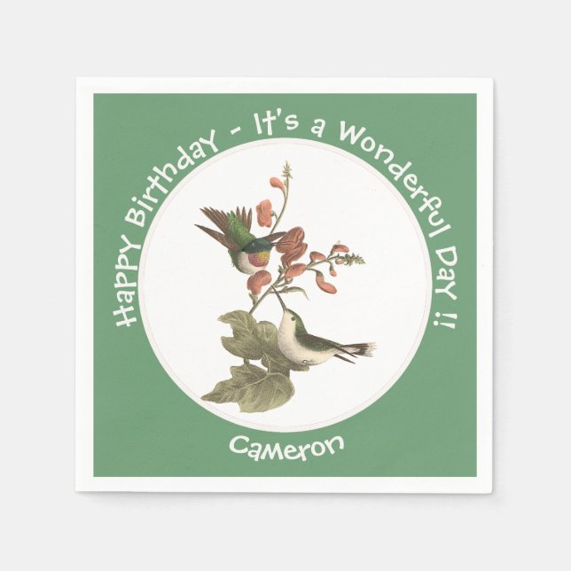 Ruby-throated Hummingbird, Birthday or Other Party Napkins (Front)