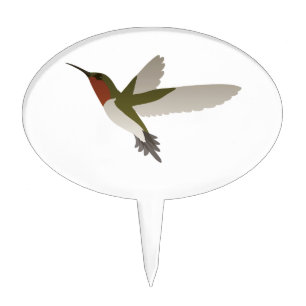 Ruby Throated Hummingbird Cake Topper