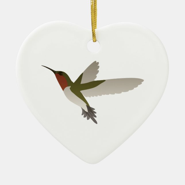 Ruby Throated Hummingbird Ceramic Ornament (Front)