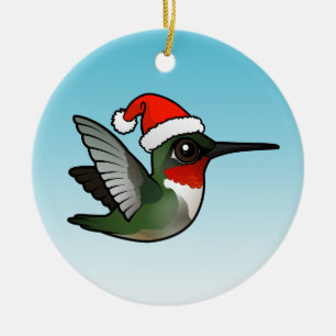 Ruby-throated Hummingbird Christmas Ceramic Ornament