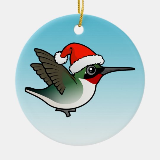 Ruby-throated Hummingbird Christmas Ceramic Ornament