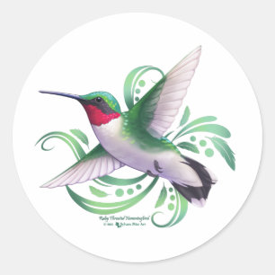 Ruby Throated Hummingbird Classic Round Sticker