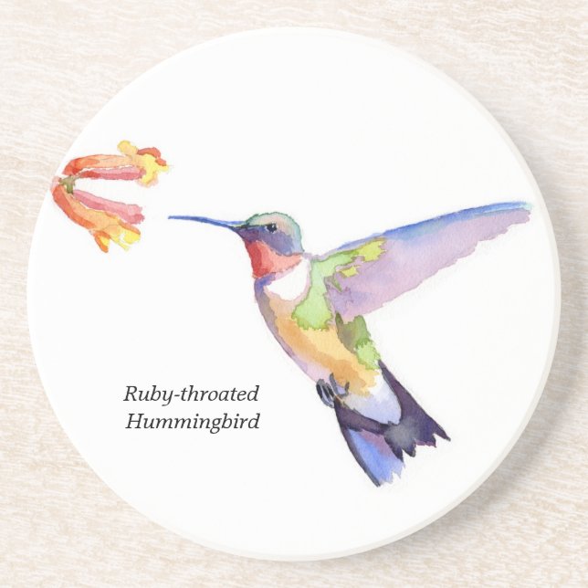 Ruby-throated Hummingbird Drink Coaster (Front)