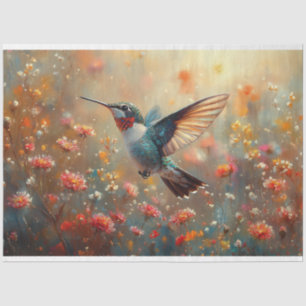 Ruby-Throated Hummingbird Floral Decoupage Tissue Paper