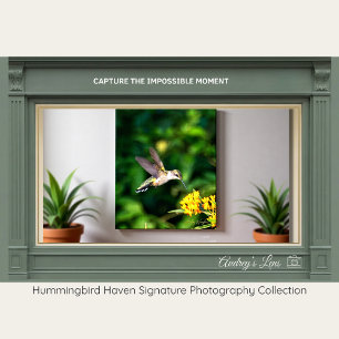 Ruby-Throated Hummingbird Gift For Her - Fine Art Canvas Photo Tile