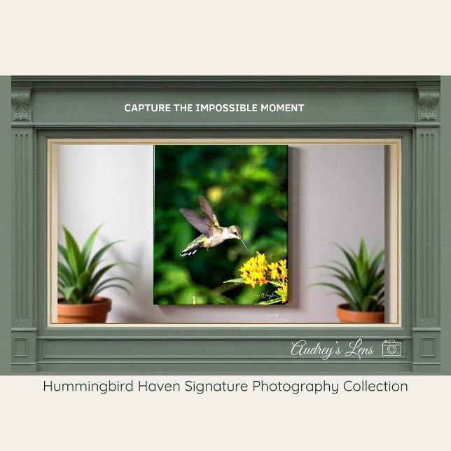 Ruby-Throated Hummingbird Gift For Her - Fine Art  Canvas Photo Tile (Creator Uploaded)