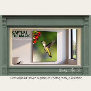 Ruby-Throated Hummingbird Gift For Her - Fine Art Canvas Photo Tile